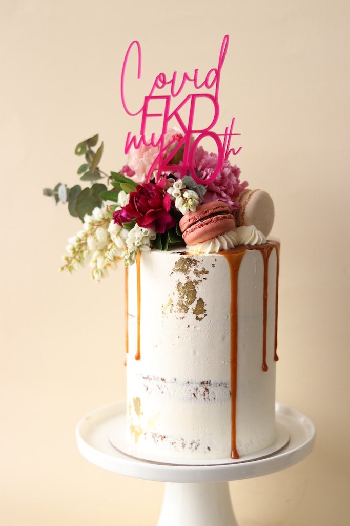 seminakedfloralcakecarameldripcelebrationcakemelbourne