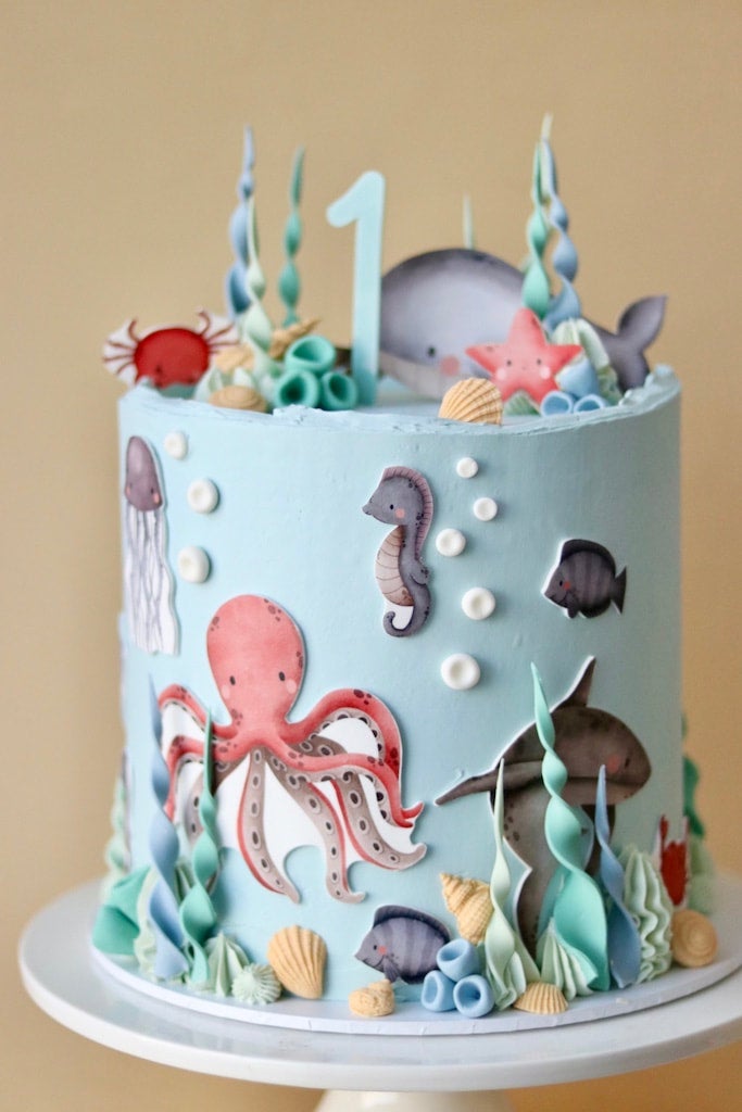 Amazon.com: 22 PCS Sea Ocean Theme Birthday Cake Decoration Toppers Ocean  Animals Sea Cake Decorations for Under the Sea Theme Baby Shower Birthday  Party Supplies : Grocery & Gourmet Food